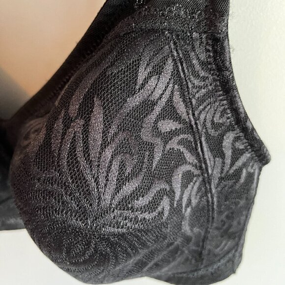 Wingslove 38D black bra No padding wirefree full coverage lace wide straps NWT - Picture 3 of 9